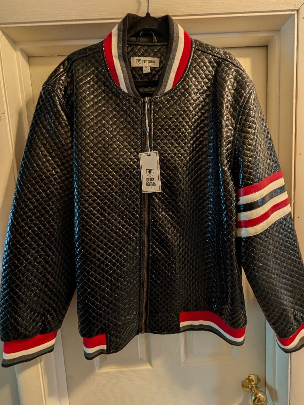 NWT Stacy Adams Premium Black Quilted Bomber Jacket XXL Streetwear